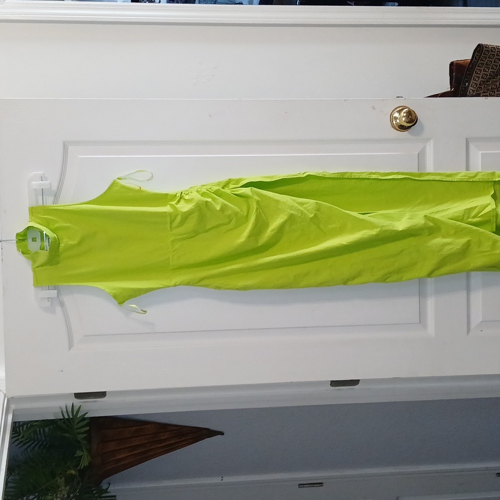 Superdown Janet Slit Midi Dress Lime Green Turtleneck Side Slit Sleeveless